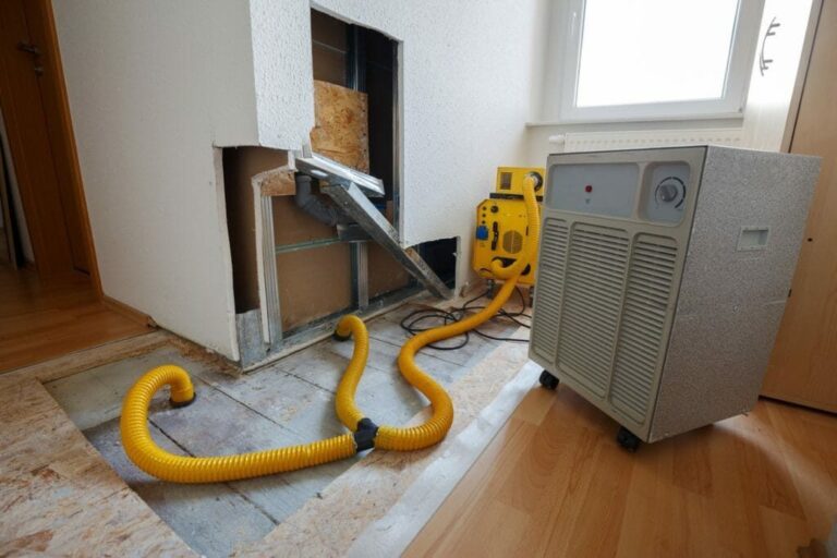 Bautrockner in einem Wohnraum nach einem Wasserschaden – AG-die Handwerker