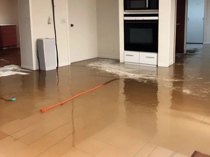 Überfluteter Raum mit stehendem Wasser auf dem Boden – Wasserschadensanierung AG-die Handwerker